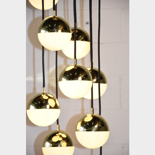 Lampada a sospensione mezze sfere ottone lucido