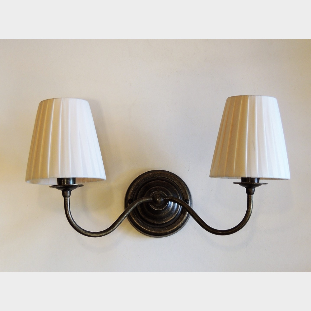 Applique doppia, paralume in stoffa