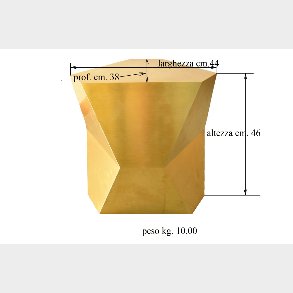 Pouf in ottone con misure.